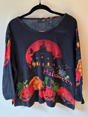 Jane Ashley Halloween Graphic 3/4 Tee Beaded
